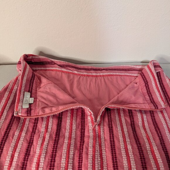 Ann Taylor Loft Womens Size 2 Faux Wrap Skirt Pink Striped Woven Cotton Blend - Picture 6 of 9
